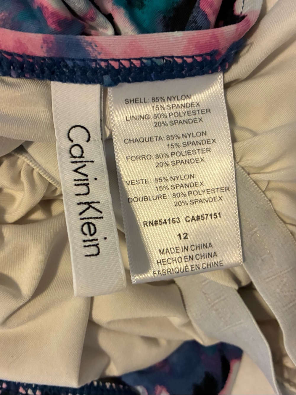 Calvin Klein Teal Pink Floral One-Piece Swimsuit - Picture 4 of 4